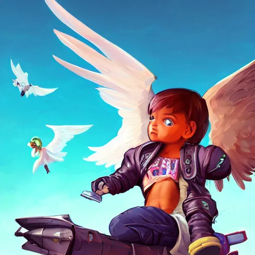 Image similar to baby Peanut with wings , fantasy art apex fortnite Video game icon, 2d game art gta5 cover , official fanart behance hd artstation by Jesper Ejsing, by RHADS, Makoto Shinkai and Lois van baarle, ilya kuvshinov, rossdraws