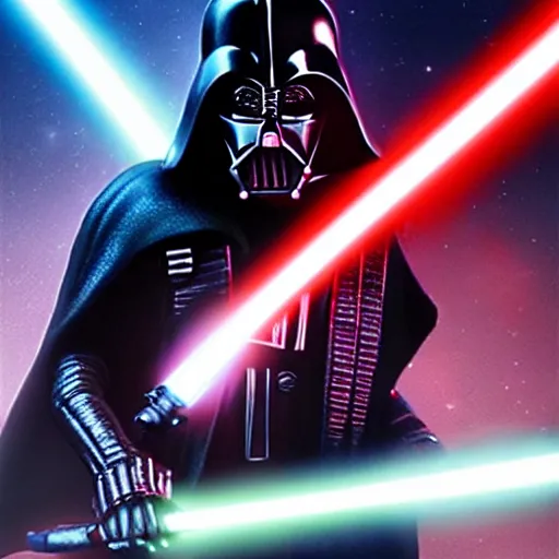 Image similar to morbius holding a light saber, darth vader holding a lightsaber, star wars, unreal engine, hyper realistic, comic book