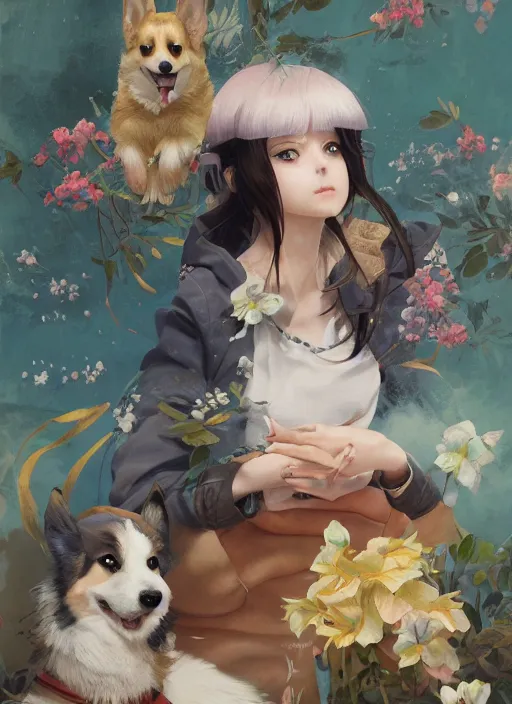 Prompt: beautiful fantasy anime painting of summer chill day with corgi, by Kenne Gregoire, James Jean, Tran Nguyen, WLOP, Jakub Rebelka. trending on Artstation, 8k, masterpiece, face enhance, graffiti paint, fine detail, full of color, intricate detail, golden ratio illustration