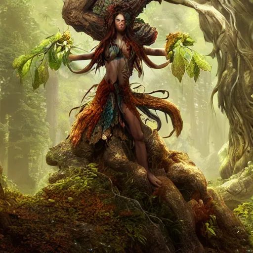 Prompt: elemental guardian of life, forest dryad, woody foliage, 8 k dop dof hdr fantasy character art, by aleski briclot and alexander'hollllow'fedosav