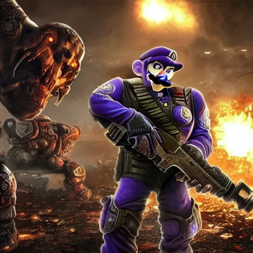 Image similar to Waluigi in Gears of War