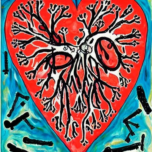 Prompt: anatomically correct! human heart, real heart, not just a heart symbol, anatomic, painting by jackson pollock