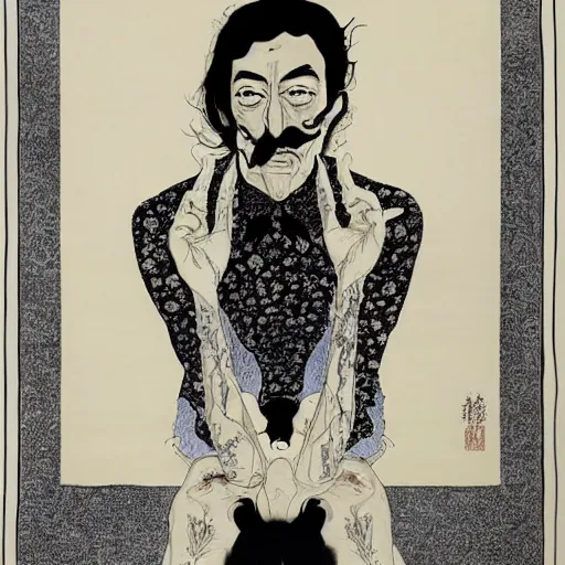 Prompt: portrait of Salvador Dali in the style of Takato Yamamoto