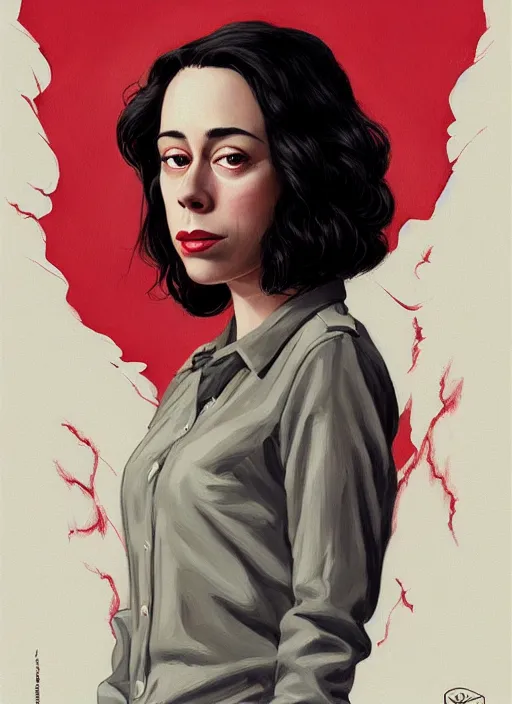 Prompt: twin peaks movie poster art, portrait of oona chaplin, from scene from twin peaks, clean, simple illustration, nostalgic, domestic, highly detailed, digital painting, artstation, concept art, smooth, sharp focus, illustration, artgerm, donato giancola, joseph christian leyendecker, wlop