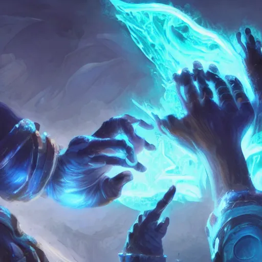 Prompt: glowing hands with fingers floating in the air, hands, fingers, fingers, fingers, fingers, fingers, hands, hands, hands, hands, glowing fingers, blue theme, bright art masterpiece artstation. 8 k, sharp high quality artwork in style of jose daniel cabrera pena and greg rutkowski, concept art by tooth wu, blizzard warcraft artwork, hearthstone card game artwork, human anatomy