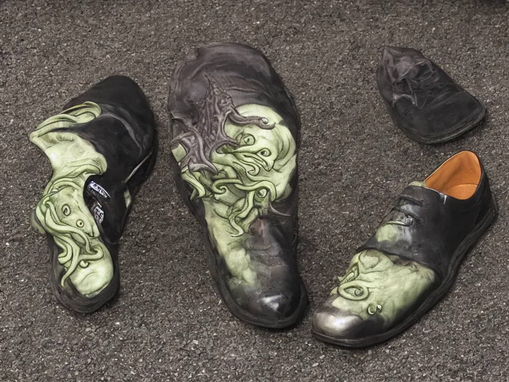 Prompt: product shot of Cthulhu's shoes