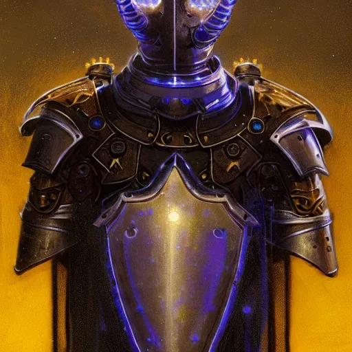 Image similar to medieval paladin knight armor, anthropomorphic shiba inu, kirlian photography field glowing, portrait art by donato giancola and greg rutkowski, realistic face, kirlian field, visible magnetic field, digital art, trending on artstation, symmetry