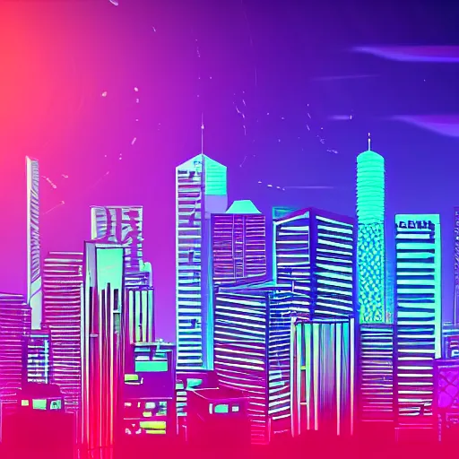 Image similar to ominous synthwave city backdrop