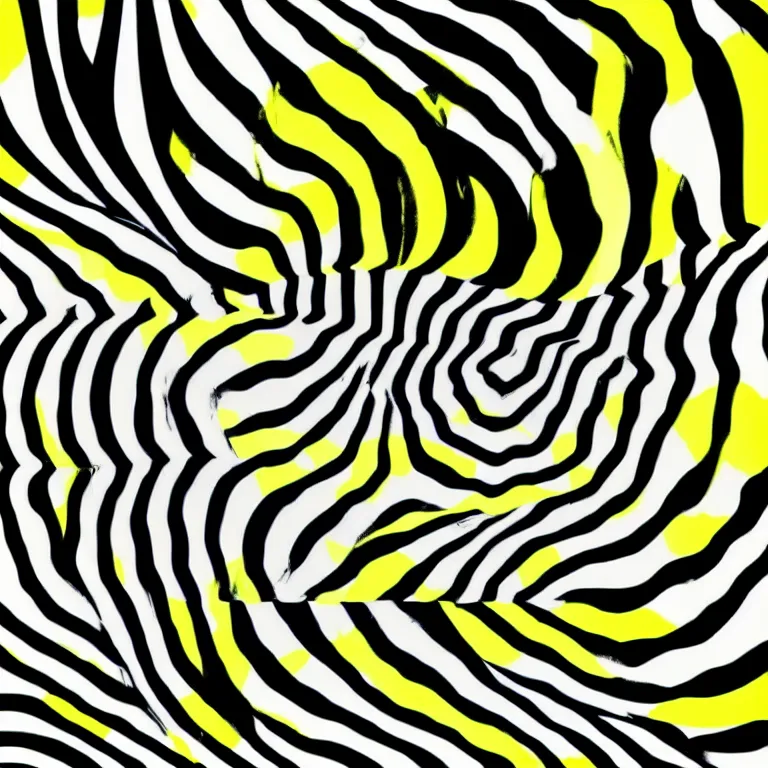 Image similar to a banana by andy warhol emerging from illusory motion dazzle camouflage perlin noise optical illusion