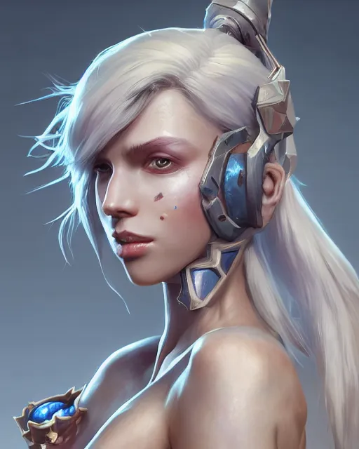 Image similar to league of legends portrait, au naturel, hyper detailed, digital art, trending in artstation, cinematic lighting, studio quality, smooth render, unreal engine 5 rendered, octane rendered, art style by klimt and nixeu and ian sprigger and wlop and krenz cushart.