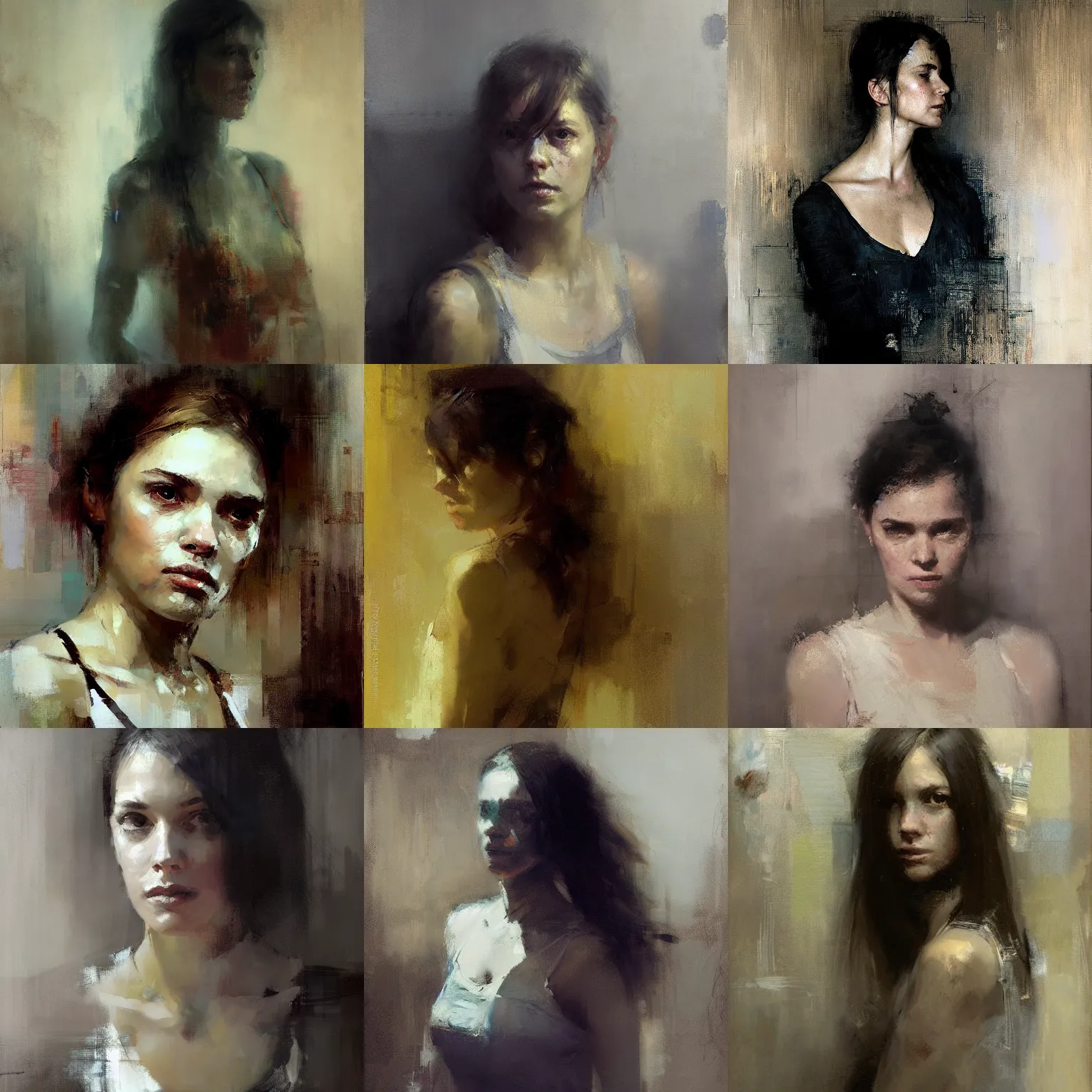 Prompt: Portrait of a young lady, by Jeremy Mann