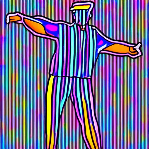 Image similar to digital art of Donald trump dancing in a (((((((synthwave)))))))) costume