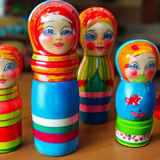 Image similar to Russian stacking dolls but they get progressively uglier