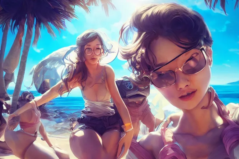 Prompt: fun in the sun, made by Stanley Artgerm Lau, WLOP, Rossdraws, ArtStation, CGSociety, concept art, cgsociety, octane render, trending on artstation, artstationHD, artstationHQ, unreal engine, 4k, 8k,