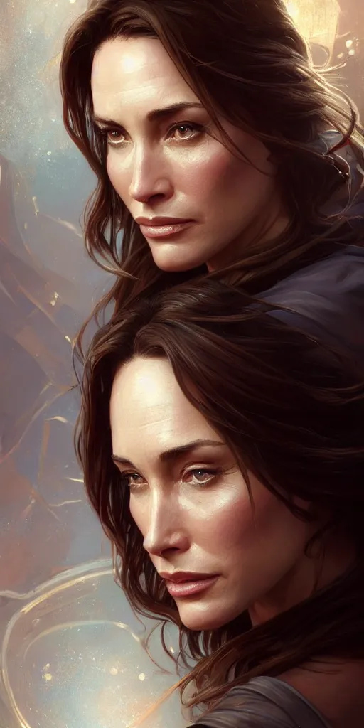Prompt: Claire Forlani, intricate, highly detailed, digital painting, artstation, concept art, smooth, sharp focus, illustration, Unreal Engine 5, 8K, art by artgerm and greg rutkowski and alphonse mucha