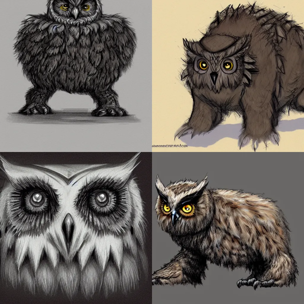 Prompt: owlbear, concept art, sketch