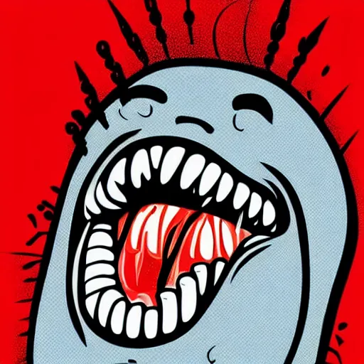 Image similar to open mouth screaming with tongue sticking out, say ahh, illustration, vector art, s clean lines, clip art, on white background, pinterest, artstation, deviantart