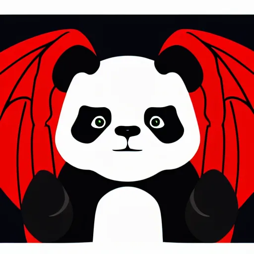 Image similar to vector art of panda with welsh dragon wings and tail, intercrossed, chimera, welsh flag, adobe illustrator