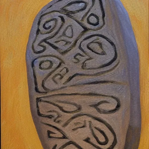 Prompt: runestone, focused, centered, very detailed, oil painting