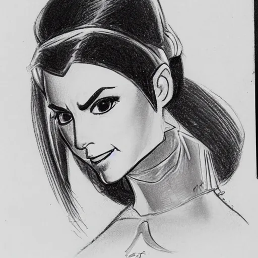 Image similar to milt kahl sketch of victoria justice as princess padme from star wars episode 3