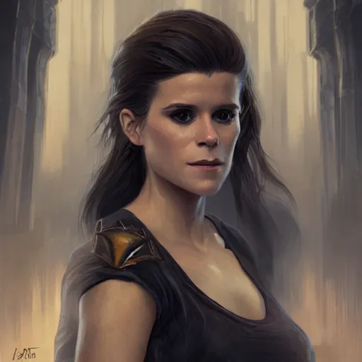 Image similar to a portrait of kate mara as a sorceress, urban motifs, intricate, elegant, highly detailed, digital painting, trending on artstation, concept art, smooth sharp focus, illustration, art by artgerm and greg rutkowski