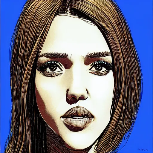 Image similar to “ jessica alba retro minimalist portrait by jean giraud, moebius starwatcher comic, 8 k ”