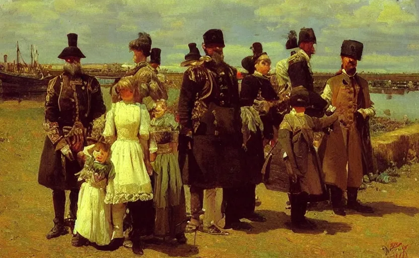 Image similar to high quality high detail painting by ilya repin, a colonial general and his family, hd