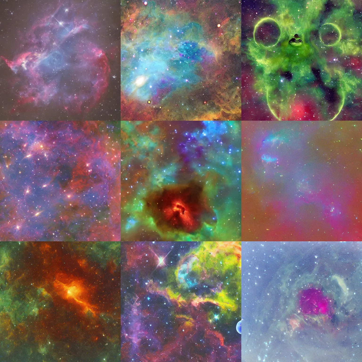 Prompt: a nebula in the shape of a frog