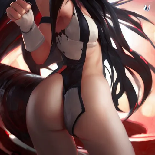 Image similar to high quality art of tifa lockhart by WLOP, rossdraws, Logan Cure, Mingchen Shen, BangkuART, sakimichan, yan gisuka, JeonSeok Lee, zeronis, Chengwei Pan on artstation