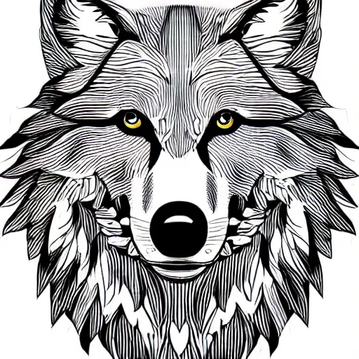 Image similar to professional line art of a wolf, high quality, highly detailed, HD, 8K, award-winning