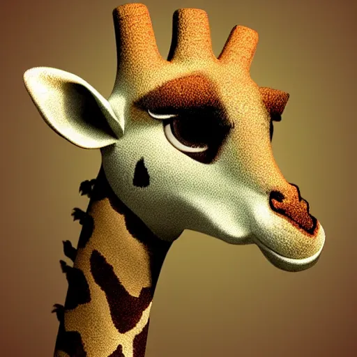 Image similar to little anthropomorphic giraffe, green eyes, light brown fur, light hair, wlop