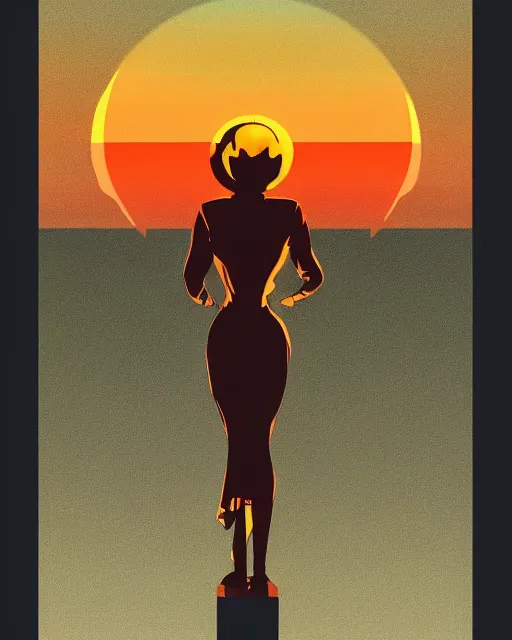 Image similar to art deco illustration of most epic most beautiful sunset artstation, deviantart, pinterest, 5 0 0 px