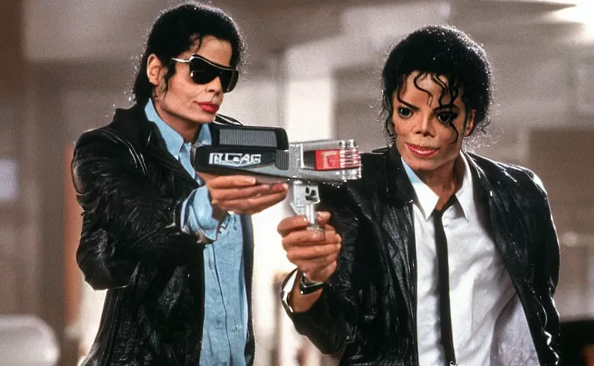 Prompt: michael jackson holding a neuralyzer in men in black