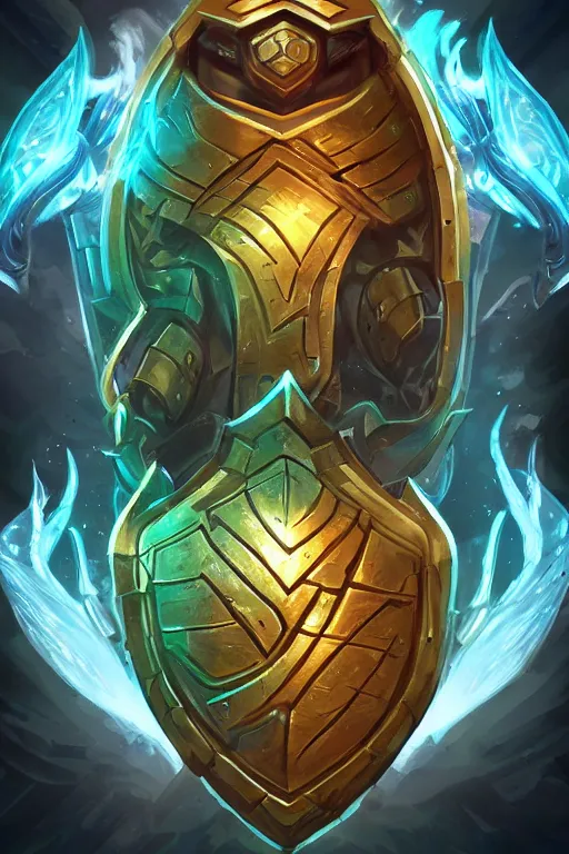 Image similar to shield fantasy epic legends game icon stylized digital illustration radiating a glowing aura global illumination ray tracing hdr fanart arstation by ian pesty and katarzyna da „ bek - chmiel