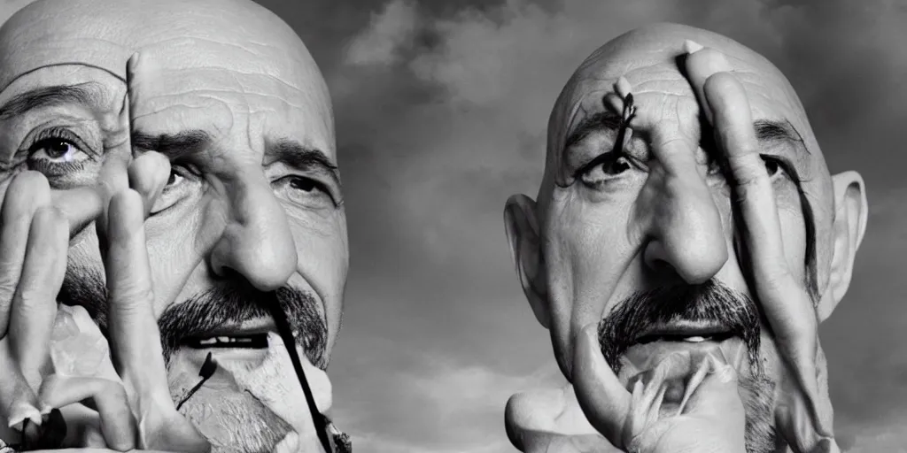 Prompt: Ben Kingsley as Salvador Dali, movie still frame, realistic, 4k