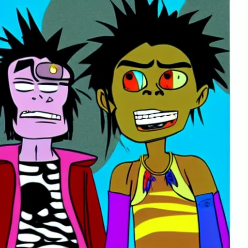 Image similar to Gorillaz cartoon, Gorillaz, 2006, Phase 2 Gorillaz, MTV cartoon, animated series screenshot