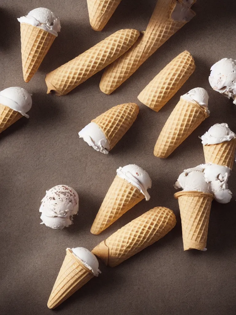 Image similar to ice cream cones, by concept artists, blunt borders, rule of thirds, beautiful light