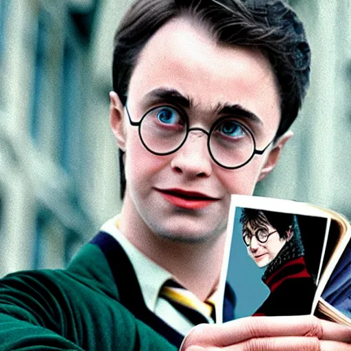 Prompt: harry potter writing a book about himself