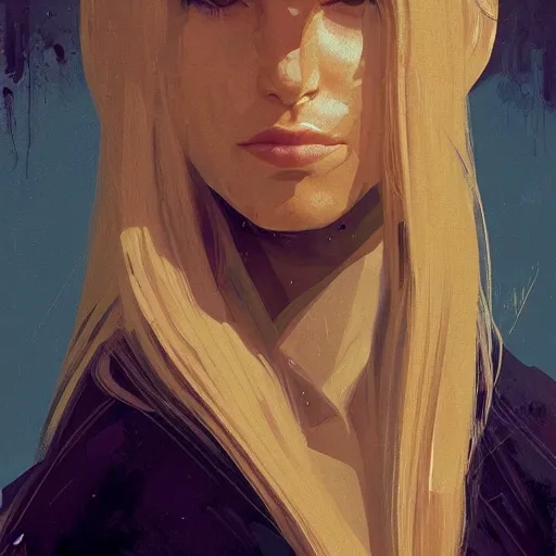 Image similar to Ana de Armas with a blond hair, profile picture by Greg Rutkowski, asymmetrical, Organic Painting , Matte Painting, geometric shapes, hard edges, street art, trending on the artstation:2 by Sachin Teng:4, blur: -4