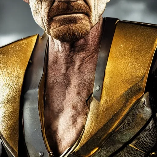 Image similar to Walter White in cybernetic battle armour, 4k octane render, highly detailed