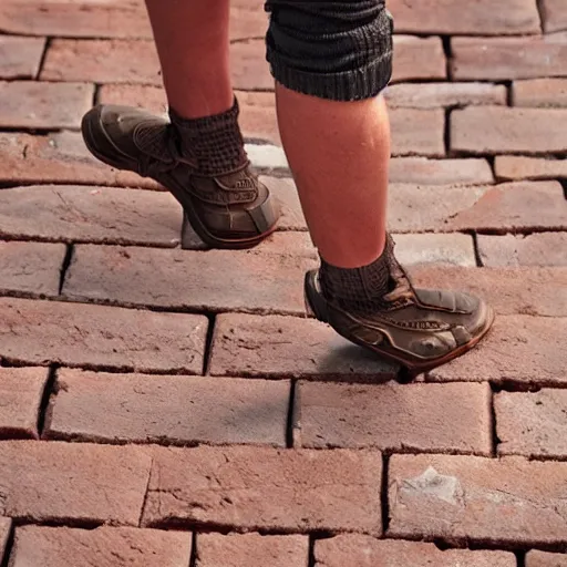 Prompt: A photo of a person wearing a short made of bricks, trending on artstation