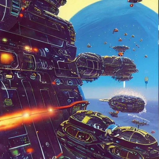 Image similar to a spectacular chris foss painting, detailed, epic