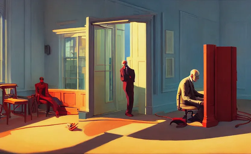 Image similar to inside a time machine, very coherent, painted by Edward Hopper, Wayne Barlowe, painted by James Gilleard, airbrush, art by JamesJean