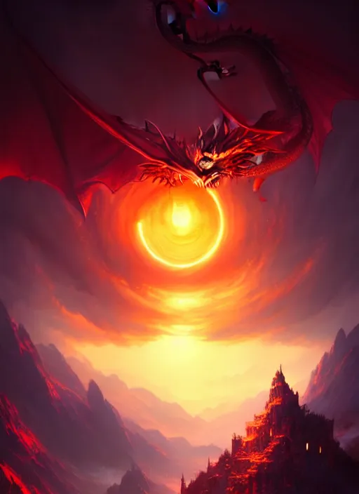 Image similar to eye of fantasy dragon, cinematic view, detailed, high detail, warm lighting, volumetric, godrays, vivid, beautiful, trending on artstation, by jordan grimmer, huge scene, art greg rutkowski