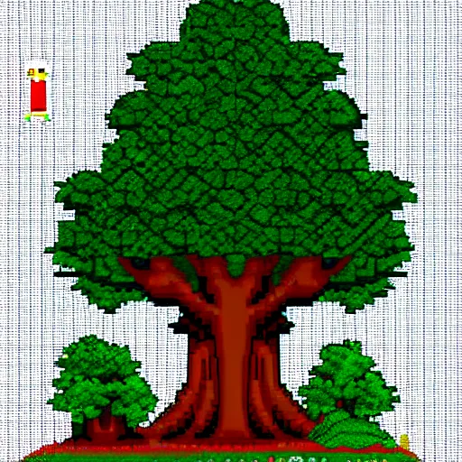 Prompt: pixel art redwoods, nintendo style