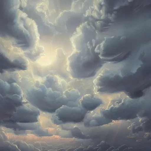 Prompt: Masterpiece Art by world famous artist demo of immense grandeur clouds in three point perspective. three point perspective. three point perspective. Matte painting. Oil on canvas. Digital art. Fantastic intriguing mysterious lighting. Glorious. Trending on artstation.