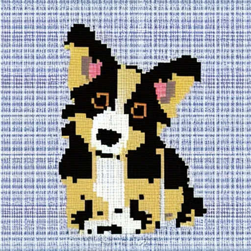 Image similar to cute collie puppy, pixelart