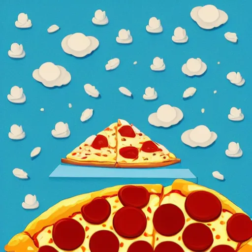 Image similar to blue pigs eating pizza on a cloud, soft lighting, intricate, high detail, 8 k