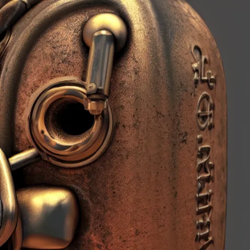 Image similar to steampunk rusty airpods closeup, 8k, realistic, sharp, high details, photo studio quality, ray traced