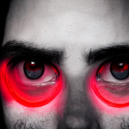 Image similar to a man with red glowing eyes